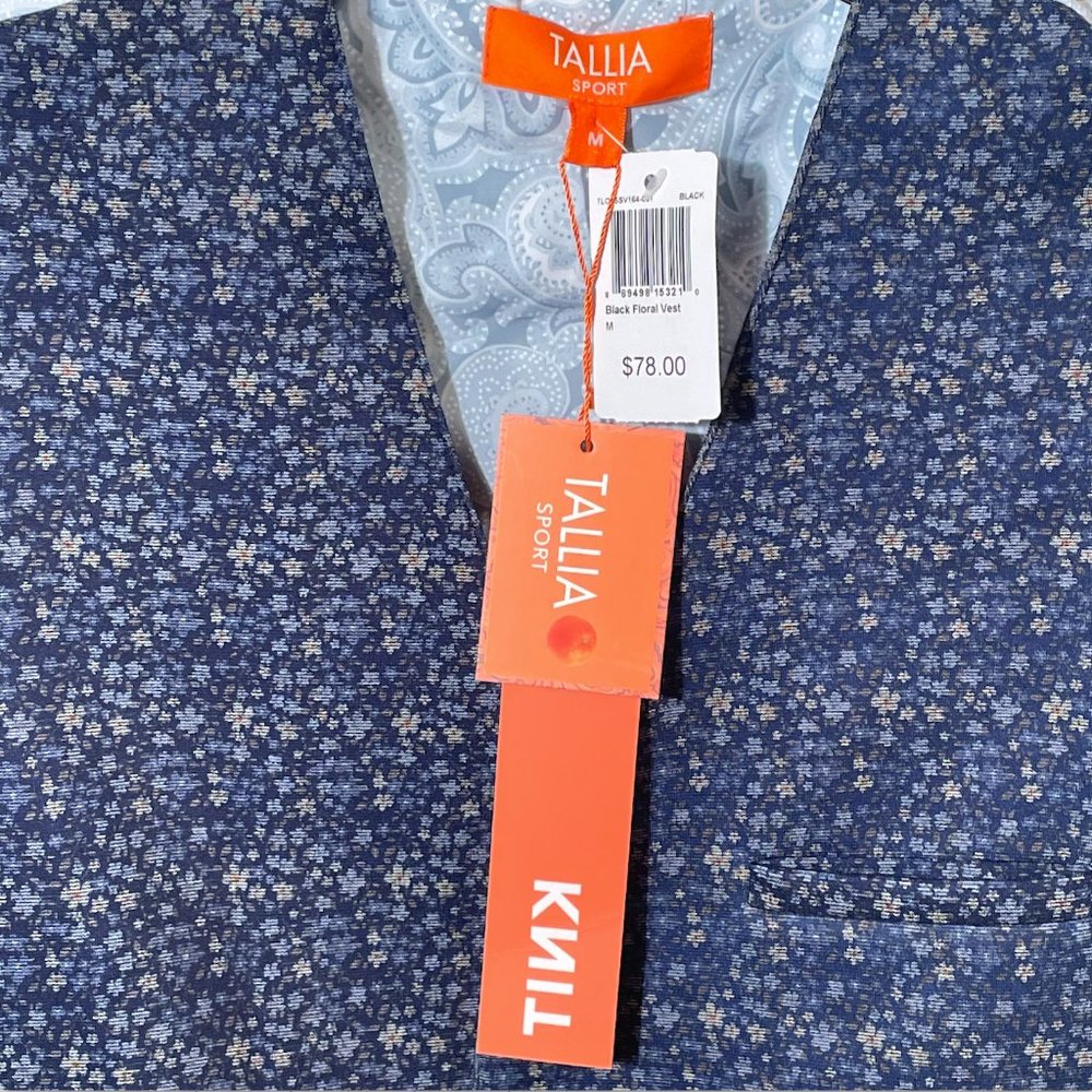 Mens' Vest- Tallia Sport Navy Slim Fit Suit Vest - NWT - Picture 7 of 14